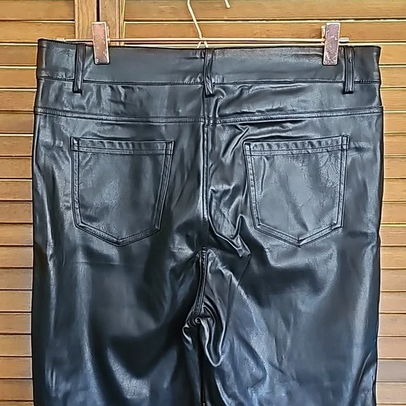 Shinestar black vegan leather pants not worn Size XL washable high rise - Picture 4 of 11